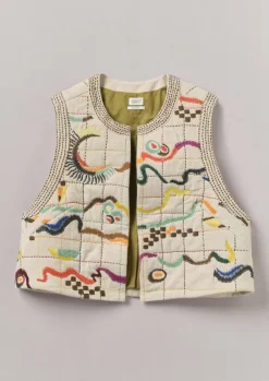Outlet Abstract Hand Embroidered Gilet Women Coats & Jackets