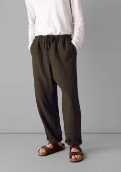 Sale Alfie Garment Dyed Linen Trousers Linen|Trousers