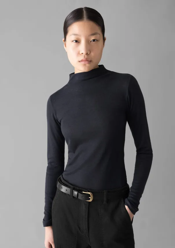Aster Wool Lyocell High Neck Tee Women Jersey|Tops & Tees