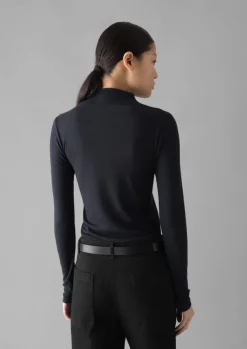Aster Wool Lyocell High Neck Tee Women Jersey|Tops & Tees