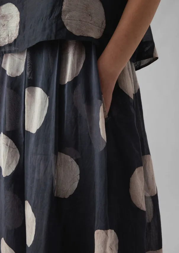Batik Dot Pleated Skirt Women Skirts