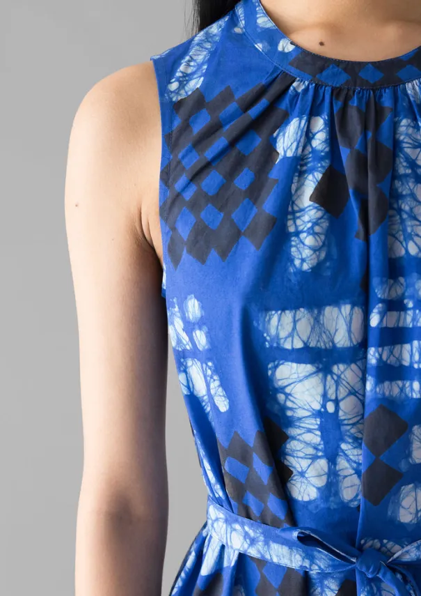 Sale Block Print Batik Poplin Dress Women Dresses