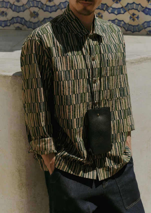 Clearance Block Print Irregular Check Shirt Shirts