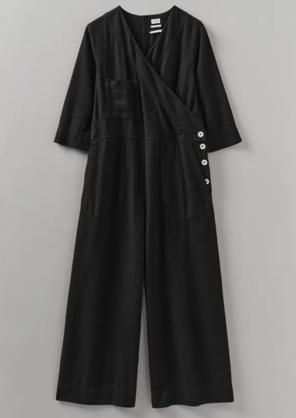 Brushed Cotton Linen Herringbone Jumpsuit Women Linen|Loungewear