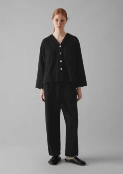 New Brushed Cotton Linen Herringbone Top Women Linen|Loungewear
