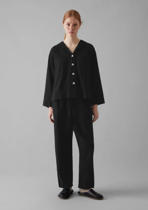 Clearance Brushed Cotton Linen Herringbone Trousers Women Linen|Loungewear