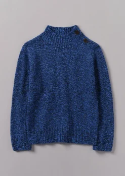 Best Button Shoulder Marled Donegal Wool Sweater Women Knitwear