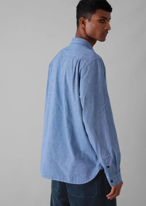 Chambray Cotton Linen Shirt Linen|Workwear