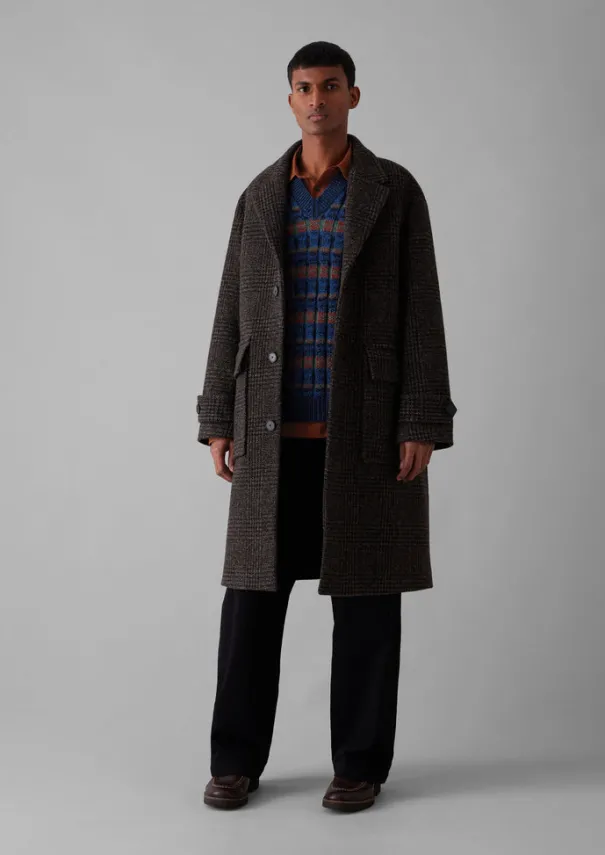 Sale Check Wool Overcoat Coats & Jackets