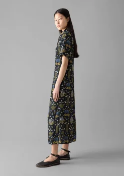 Discount Collector Print Fluid Shirt Dress Women Dresses