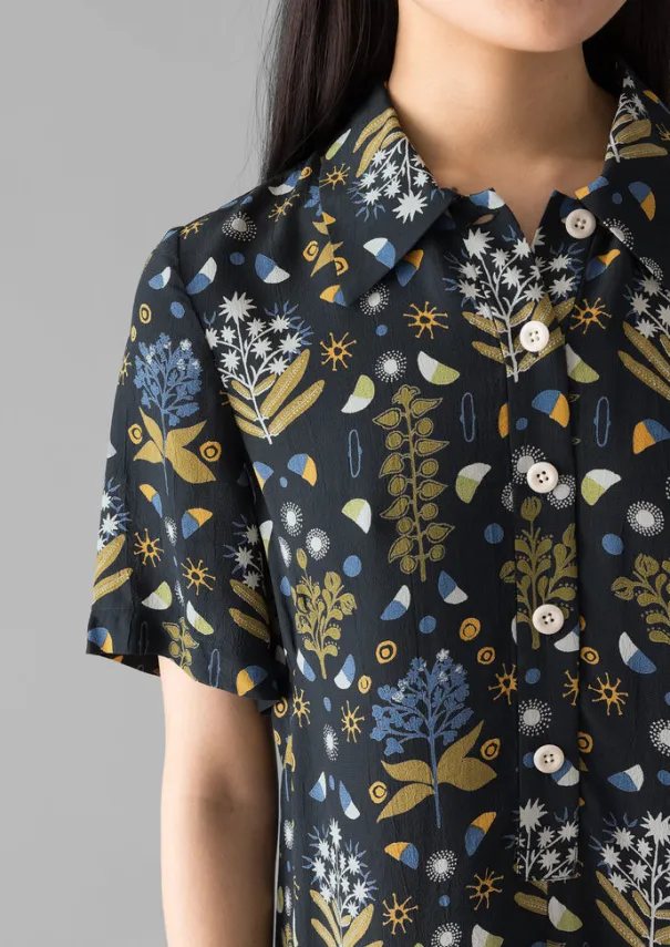 Discount Collector Print Fluid Shirt Dress Women Dresses