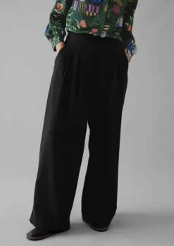 Best Corinne Wool Cotton Herringbone Wide Leg Trousers Women Trousers