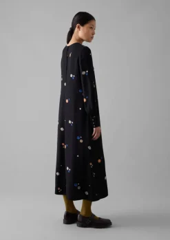 Outlet Cosmic Dot Print Column Dress Women Dresses