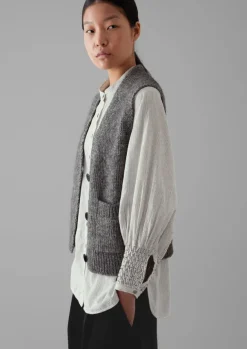 Discount Cotton Alpaca Button Through Tank Women Knitwear