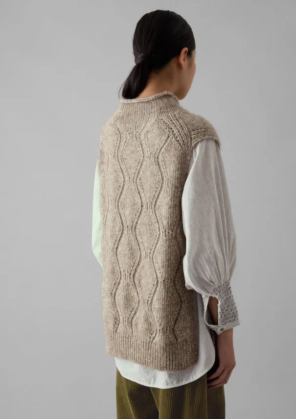 Cotton Alpaca Reverse Cable Tank Women Knitwear