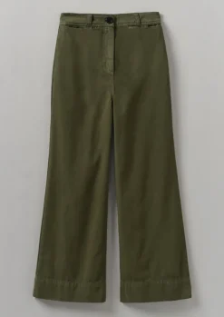 Online Cotton Canvas Kick Flare Trousers Women Trousers
