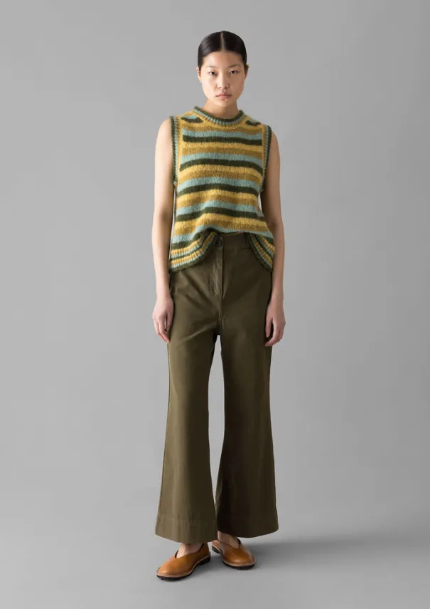 Online Cotton Canvas Kick Flare Trousers Women Trousers