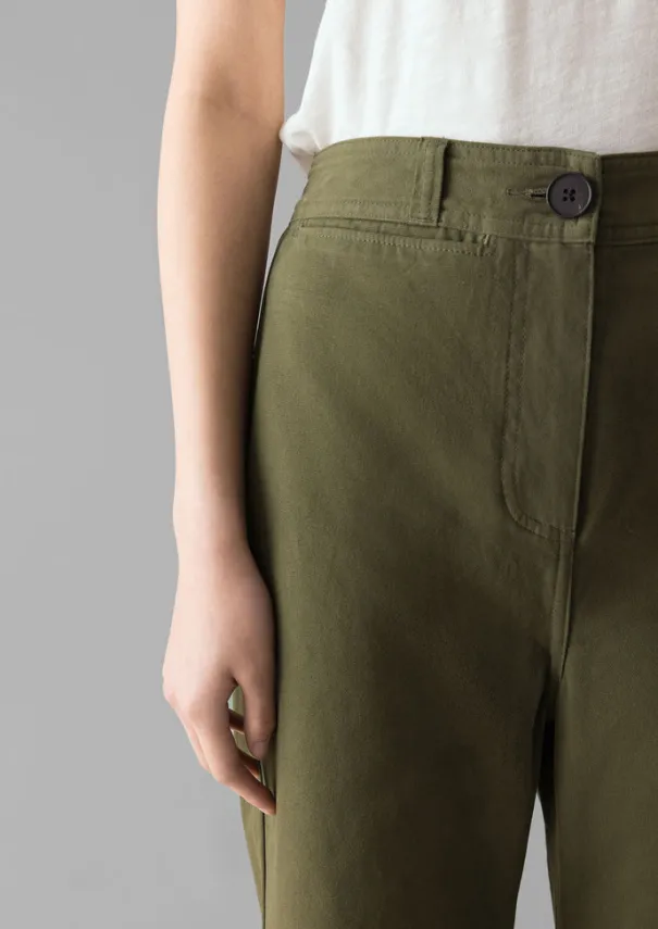 Online Cotton Canvas Kick Flare Trousers Women Trousers