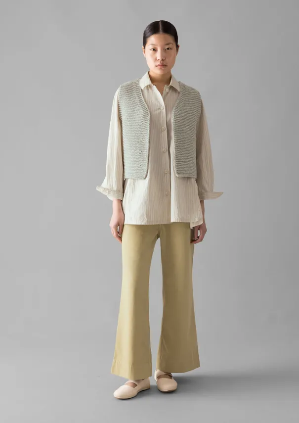 Hot Cotton Canvas Kick Flare Trousers Women Trousers