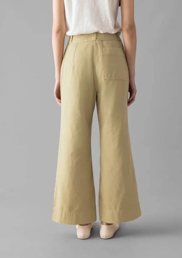 Hot Cotton Canvas Kick Flare Trousers Women Trousers