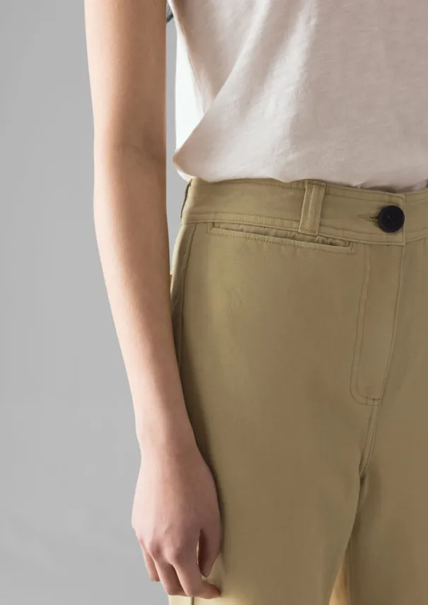 Hot Cotton Canvas Kick Flare Trousers Women Trousers