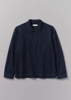 Online Cotton Hemp Denim Smock Shirt Denim|Workwear