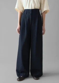 Discount Cotton Hemp Denim Wide Leg Trousers Women Denim|Workwear