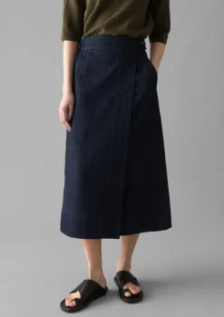 Sale Cotton Hemp Denim Wrap Skirt Women Denim|Skirts