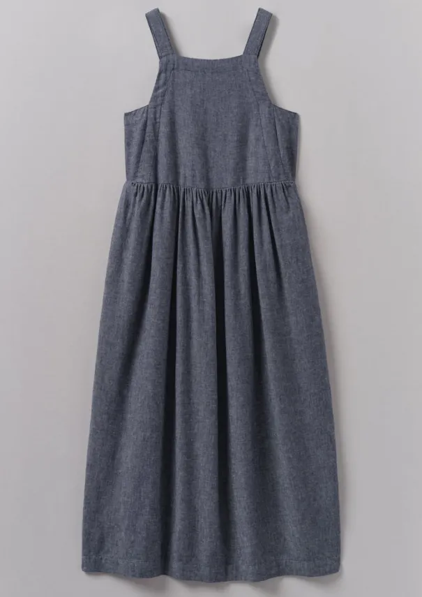 New Cotton Linen Twill Gathered Waist Dress Women Linen|Loungewear