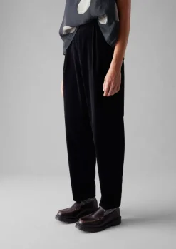 Cotton Velvet Pleat Front Trousers Women Velvet|Trousers