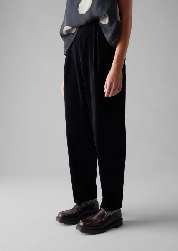 Cotton Velvet Pleat Front Trousers Women Velvet|Trousers