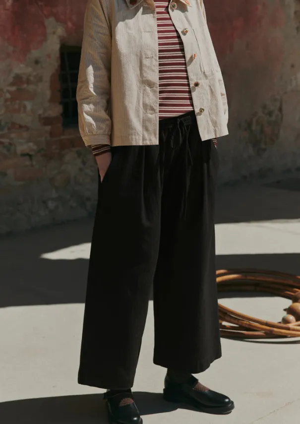Outlet Cotton Wool Herringbone Pull On Trousers Women Trousers