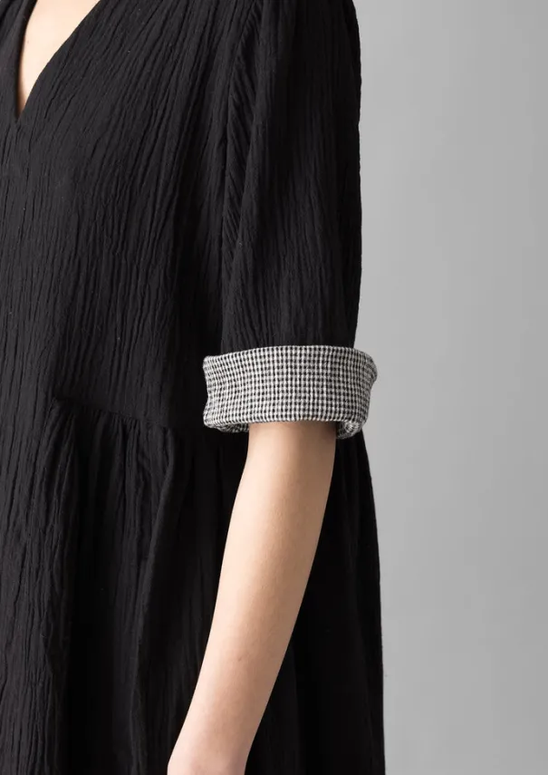 Online Crinkled Cotton V-Neck Dress Women Loungewear|Dresses