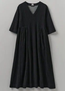 Online Crinkled Cotton V-Neck Dress Women Loungewear|Dresses