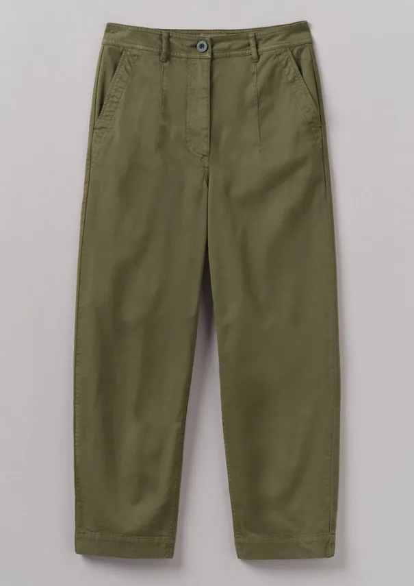 Darted Cotton Twill Trousers Women Trousers