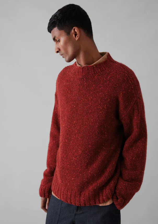 Hot Donegal Wool High Neck Easy Sweater Knitwear