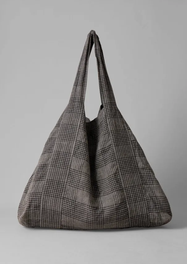 Etched Check Linen Bag Women Bags & Belts