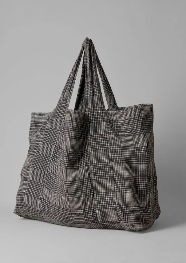 Etched Check Linen Bag Women Bags & Belts