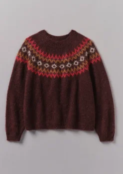 Hot Fair Isle Yoke Mohair Blend Easy Sweater Women Knitwear
