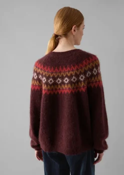 Hot Fair Isle Yoke Mohair Blend Easy Sweater Women Knitwear