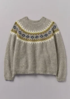 Clearance Fair Isle Yoke Mohair Blend Easy Sweater Women Knitwear