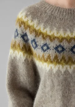 Clearance Fair Isle Yoke Mohair Blend Easy Sweater Women Knitwear