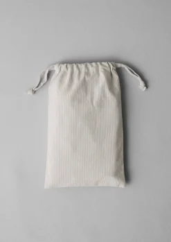 Fine Stripe Organic Cotton Embroidered Pillowcase Textiles|Bed Linen