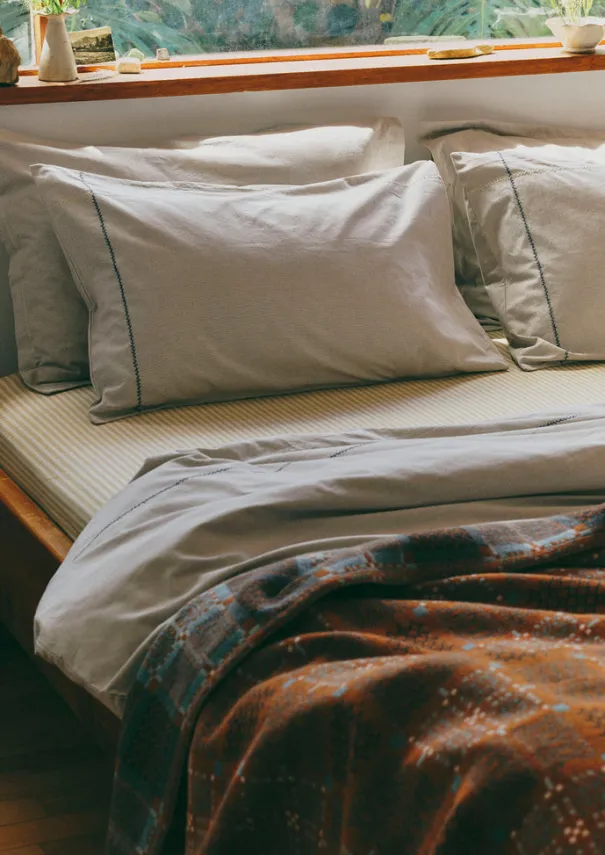 Discount Fine Stripe Organic Cotton Oxford Pillowcase Set Textiles|Bed Linen