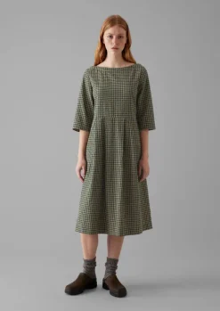 Hot Franca Cotton Gingham Seersucker Dress Women Dresses