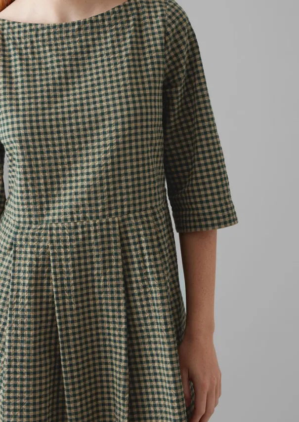 Hot Franca Cotton Gingham Seersucker Dress Women Dresses