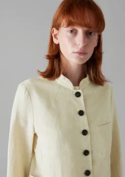 Hot Garment Dyed Cotton Linen Neat Jacket Women Coats & Jackets