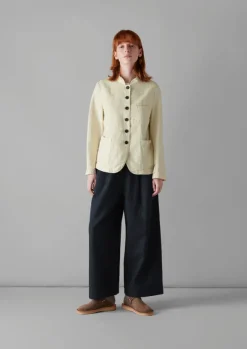 Hot Garment Dyed Cotton Linen Neat Jacket Women Coats & Jackets