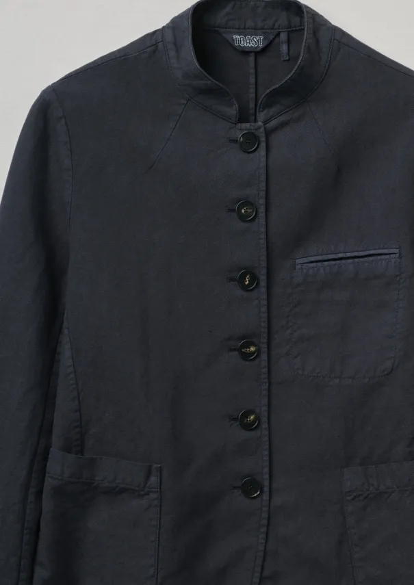Clearance Garment Dyed Cotton Linen Neat Jacket Women Coats & Jackets