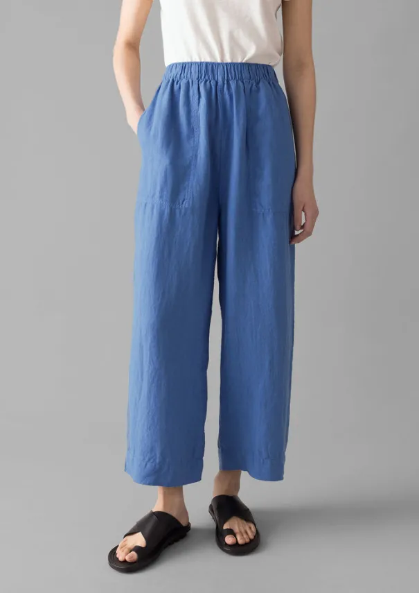 New Garment Dyed Linen Barrel Leg Trousers Women Linen|Loungewear
